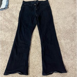 J.Crew Dark-wash high waisted denim flare cropped jeans